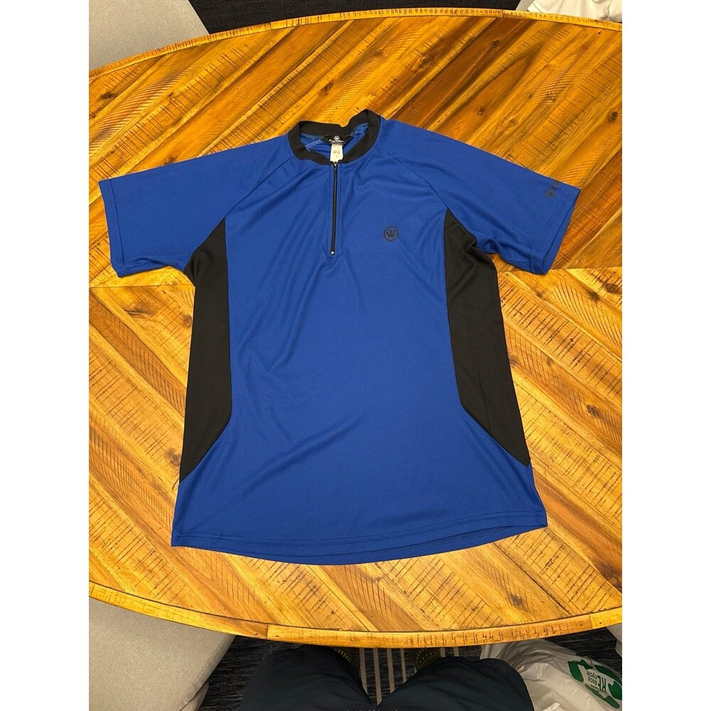 Canari Men’s Cycling Jersey Size Large Blue 1/4 Zip Short Sleeve Performance